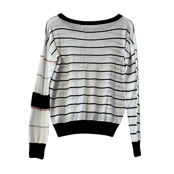 NWT One Grey Day Cotton Linen Striped Lightweight Sweater Sz. M - Picture 2 of 4